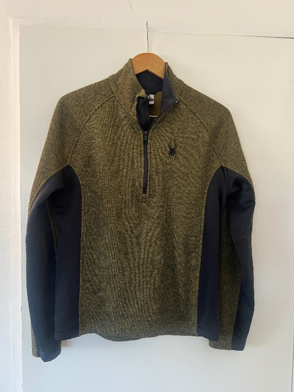 Spyder Men's Olive Green Black Quarter Zip Sweater Fleece Ski Pullover Size (M)